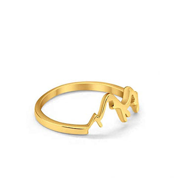 Mountain Band Ring Yellow Tone 925 Sterling Silver